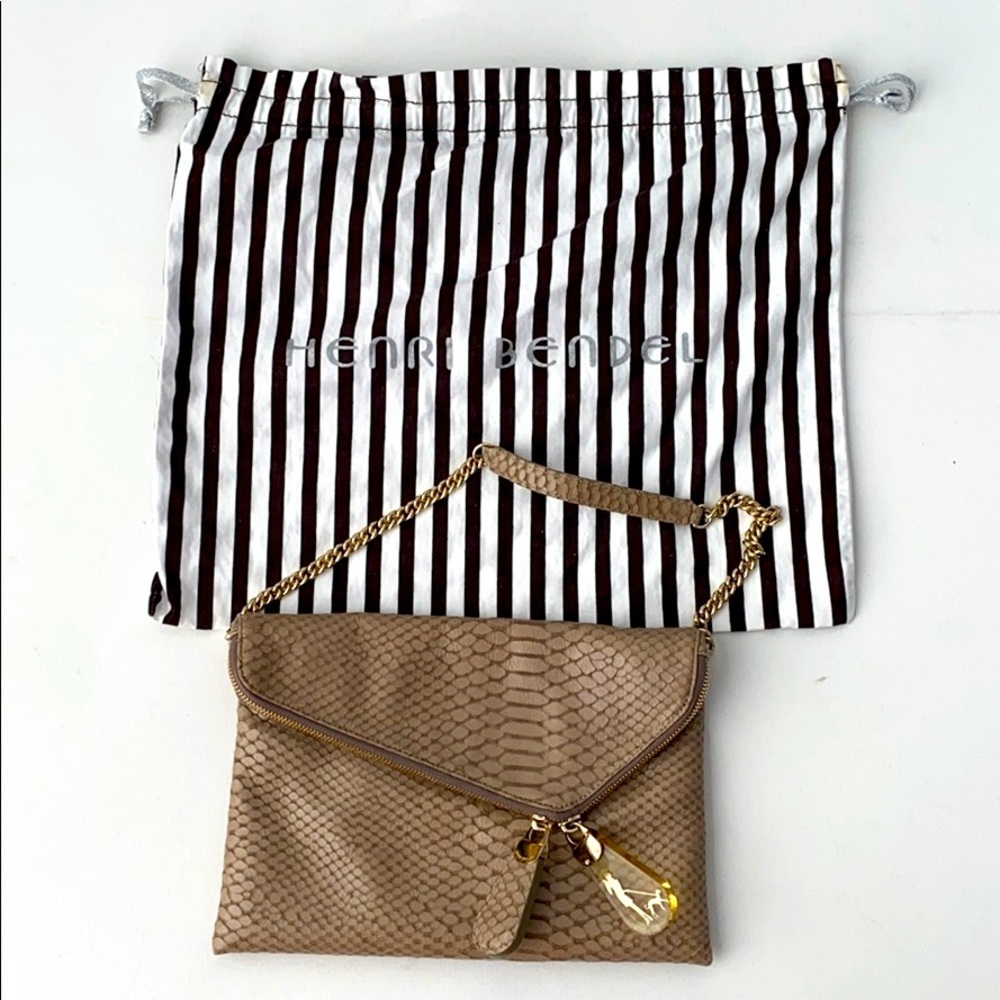 Henri Bendel Debutante Python Chain Clutch Bag
